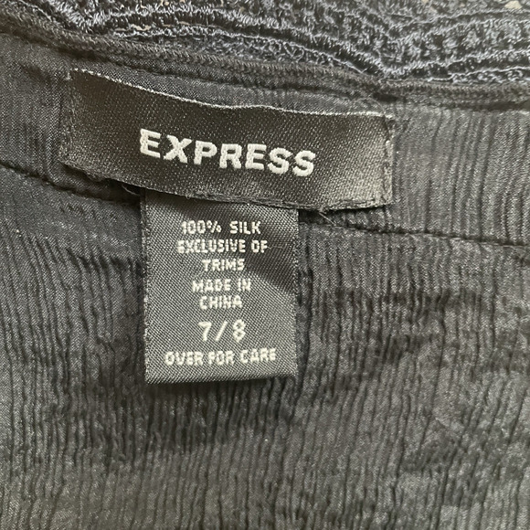 Vintage Y2K Express Shirt Junior 7/8 Black Silk Babydoll Ribbon‎ Lace Whimsigoth - Picture 5 of 11